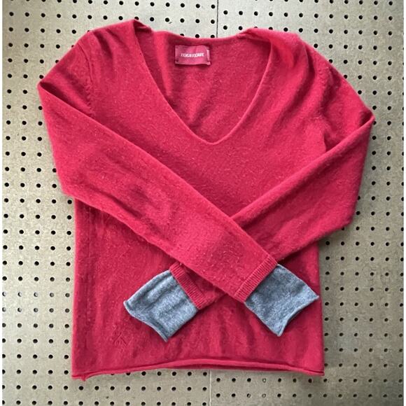 Zadig & Voltaire Deluxe Women’s V-Neck Sweater 100% Cashmere Red Size Small - Picture 3 of 10